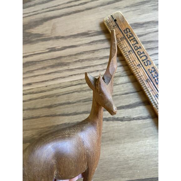 Vintage Hand Carved Wooden Gazelle Set Antelope Deer Made in Kenya Africa - Picture 7 of 7